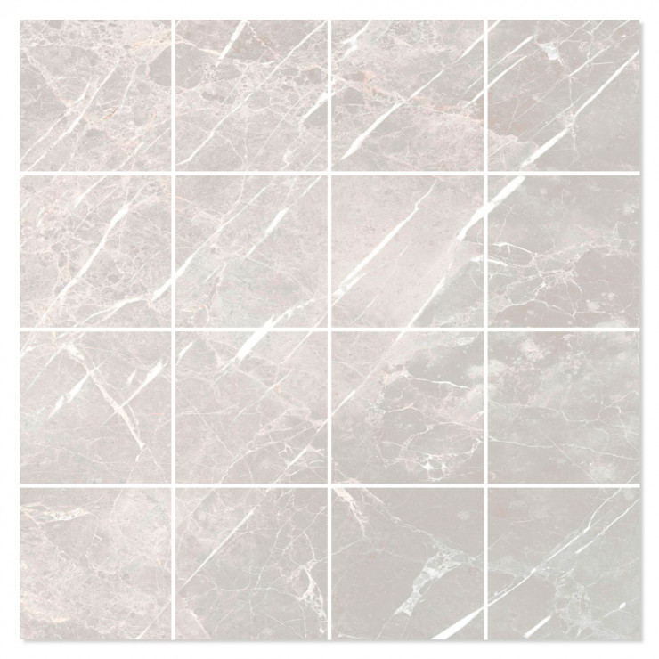 Marmor Mosaik Klinker Soapstone Premium Ljusgrå Polerad 30x30 (7x7) cm-0